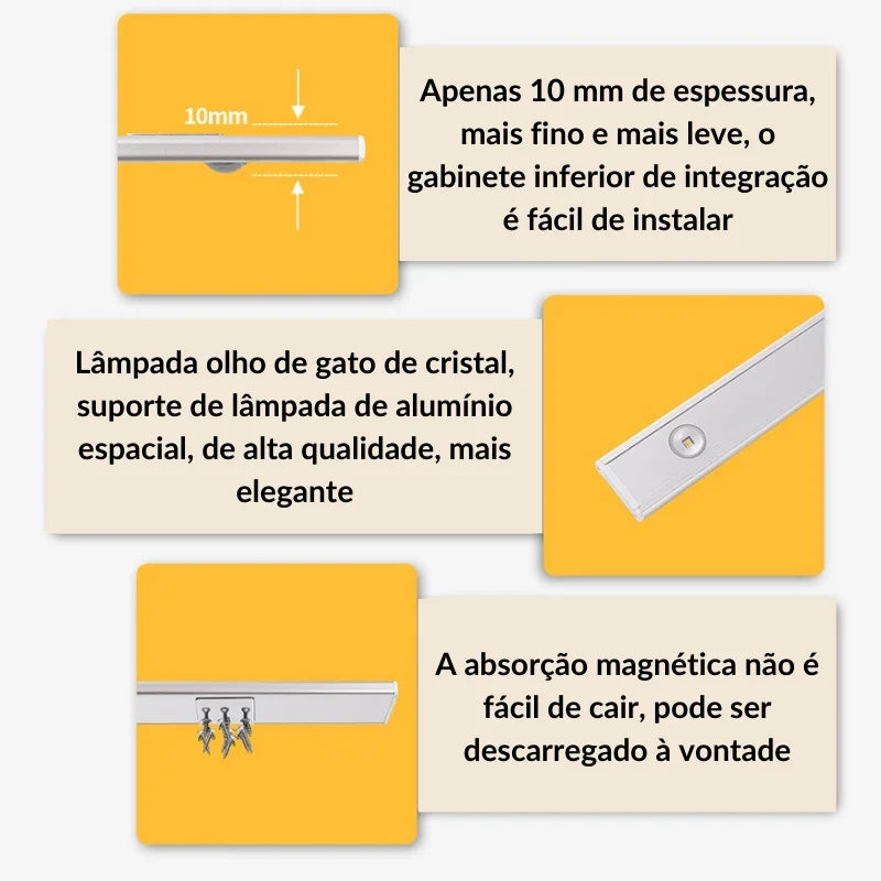 Lâmpada de led magnética com sensor de movimento