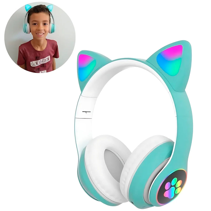 Fone de Ouvido gamer de gato com LED